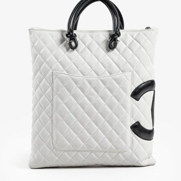 Chanel White & Black Quilted Medium Cambon Tote - Picture 4 of 12